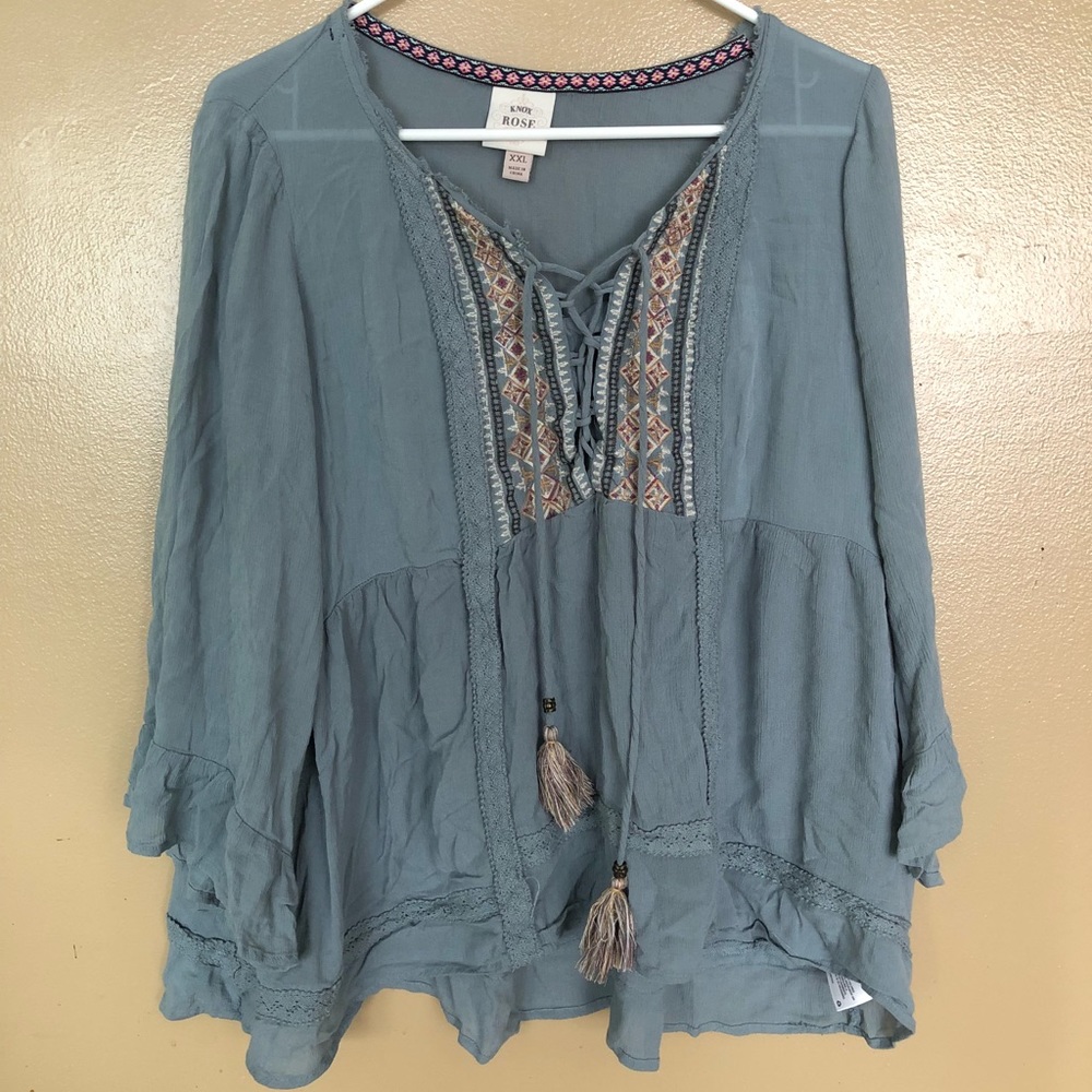 Plus size Boho long sleeve top